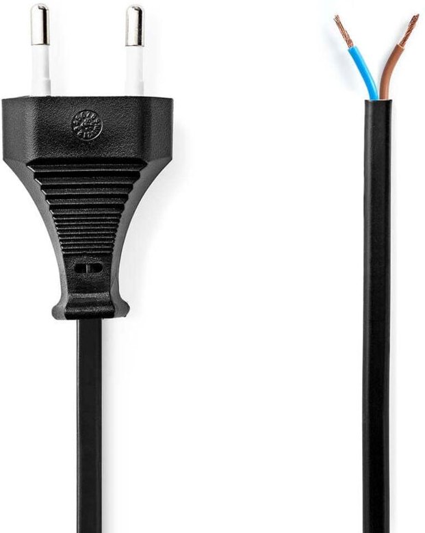 Stromkabel euro stecker offnen gerade gerade vernickelt 200m flach pvc schwarz etikett