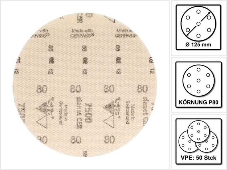 Sia 7500 net CER fast Scheiben 125 mm Korn 80 Netzschleifmittel