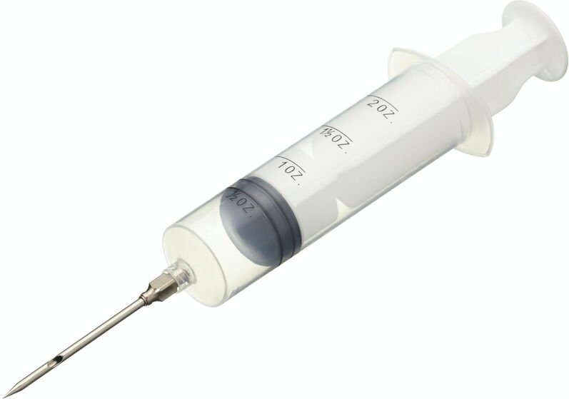 KitchenCraft Fleischspritze mit Messmarkierungen aus Kunststoff und Edelstahl, 14 x 4 cm, 59 ml