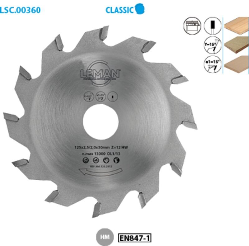 Kreissägeblatt Riefenschnitt Classic ø 150 Bohrung 30 Stärke 8/6mm
