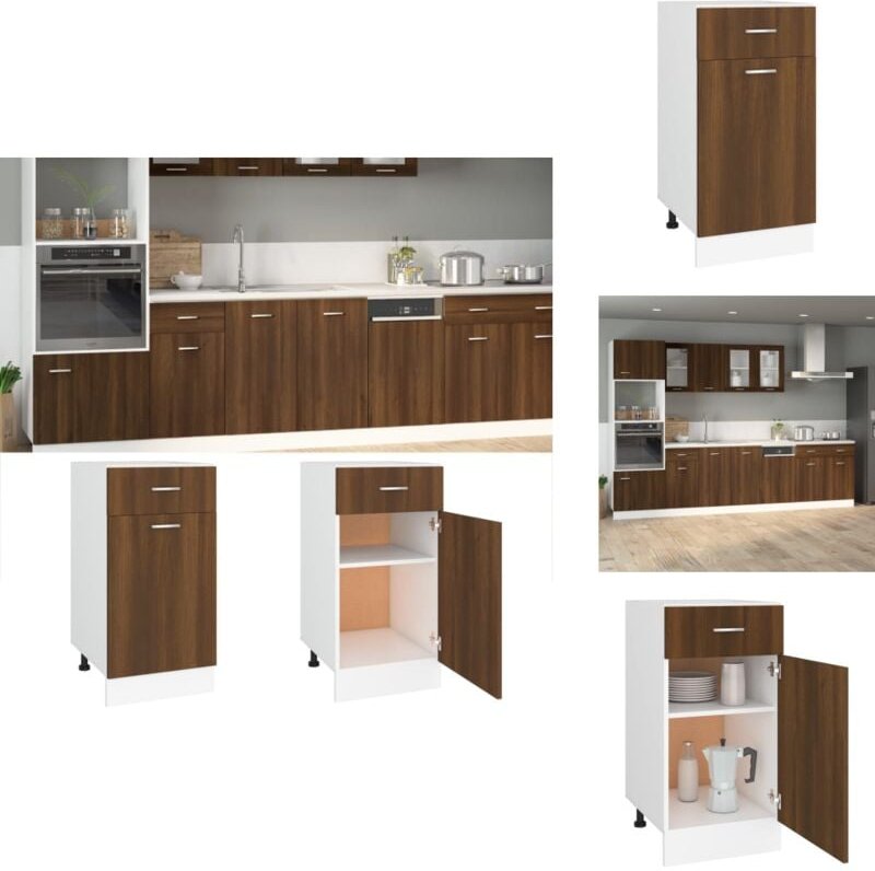 Thumbnail - Unterschrank mit Schublade Braun Eichen-Optik 40x46x81,5 cm - Unterschrank - Küchenschrank - Holzwerkstoffschrank - Eich...