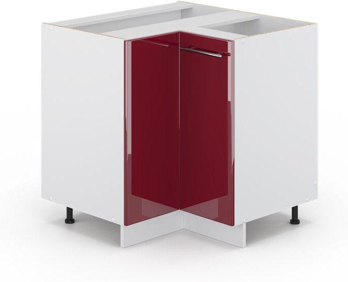 Vicco - Eckunterschrank Fame-Line, Bordeaux Hochglanz, 80.5 cm ohne Arbeitsplatte