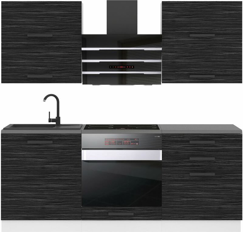 Küchenzeile Küchenblock Emily - Küchenmöbel 180 cm Einbauküche Vollausstattung ohne Elektrogeräten mit Hängeschränke und...