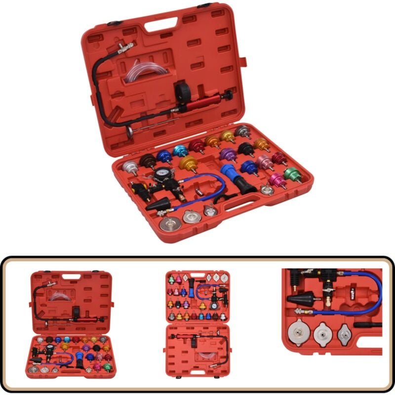 Druckprüfgerät für Kühlsystem & Kühlerdeckel 28-tlg. - Kühlsystemprüfung - Drucktest - Leckageortung - Kühlmittelwechsel...