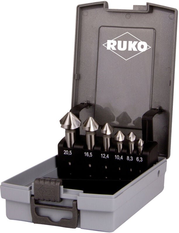 102152ERO Kegelsenker-Set 6teilig 6.3 mm, 8.3 mm, 10.4 mm, 12.4 mm, 16.5 mm, 20.5 mm HSSE-Co 5 - Ruko