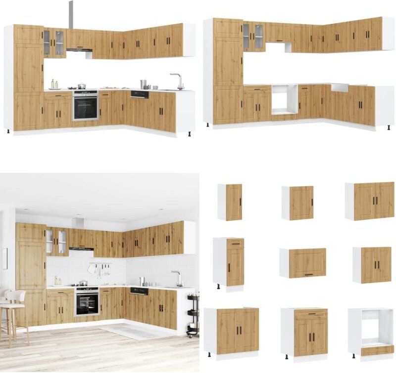 14-tlg. Küchenschrank-Set Porto Artisan-Eiche Holzwerkstoff - Vidaxl