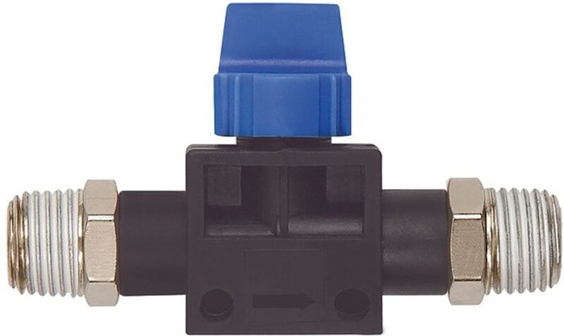 3/2-Wegeventil »Blaue Serie«,AG/AG r 1/8, Gewindebeschichtung - Riegler