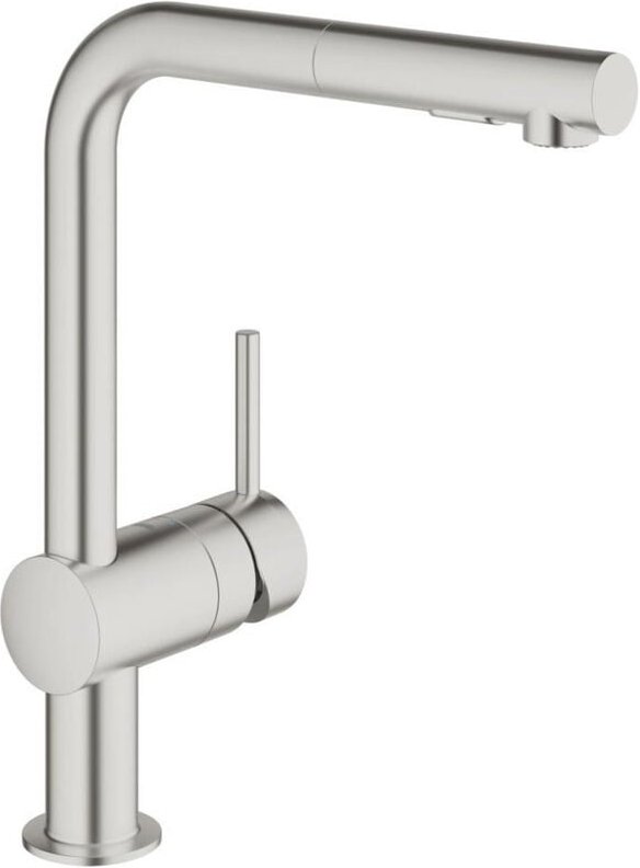 Grohe Minta Spültisch-Einhandbatterie mit ausziehbarer Brause, Supersteel (G-30274DC0)