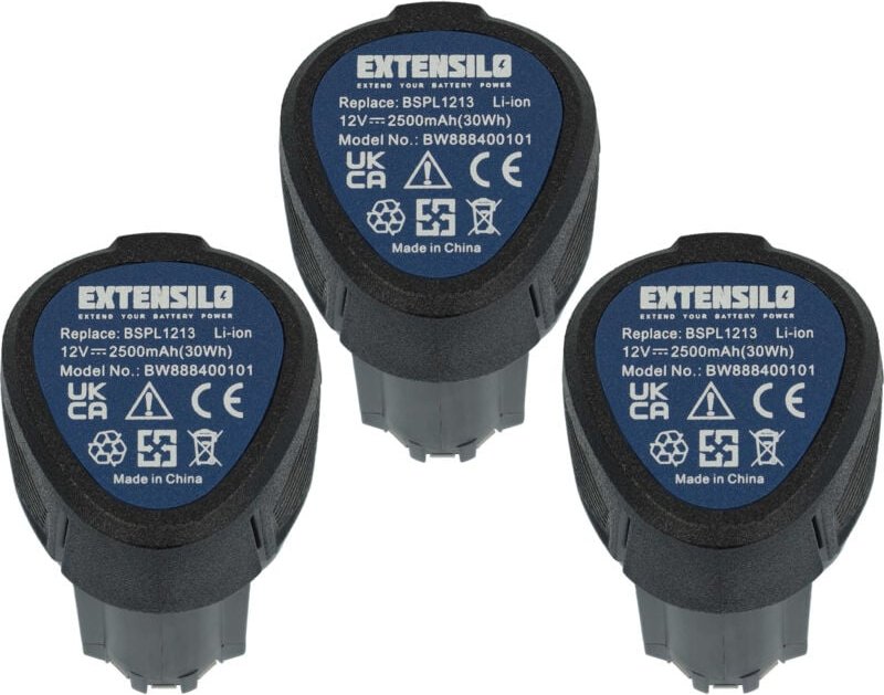 EXTENSILO 3x Akku Ersatz für Hendi 936795 für Küchengerät (2500 mAh, Li-Ion, 12 V)