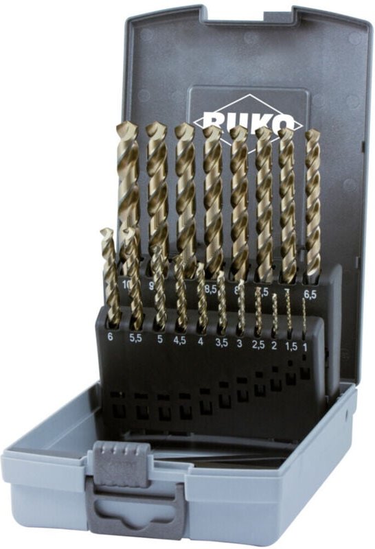 228214RO HSSE-Co 5 Metall-Spiralbohrer-Set 19teilig din 338 3-Flächenschaft 1 Set - Ruko