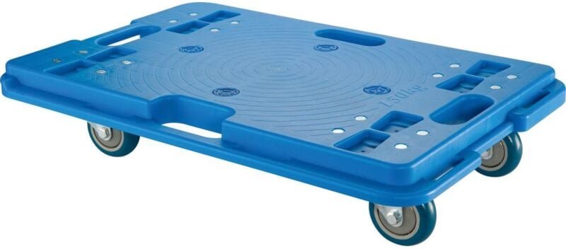 Allzweckroller verkettbar, mit 4 PU-Rollen blau, Tragkraft 150 kg