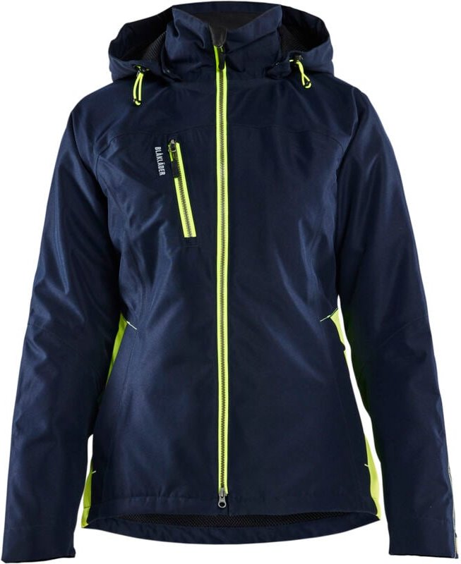 Leichte, gefütterte Hardshell-Arbeitsjacke für Damen 4972 – Dunkelblau/Neongelb M