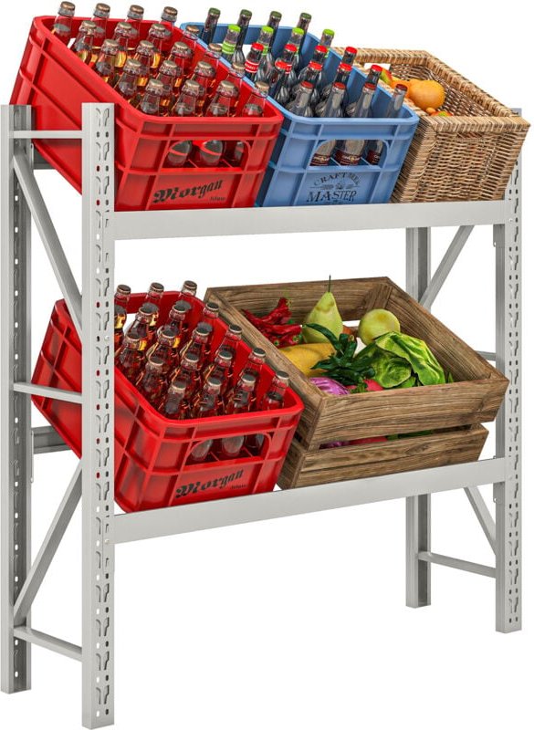 Getränkekistenregal für 6 Kisten Getränkekistenhalter mit 2 Ebenen Stahl Getränkekistenständer mit Verstellbar Regalhöhe...