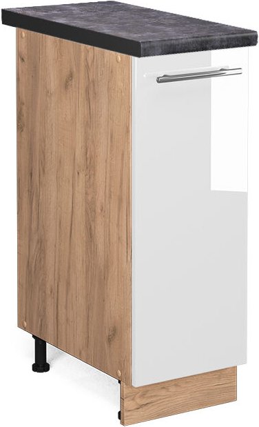 Vicco - Küchenschränke Fame-Line, Weiß Hochglanz, 30 cm , ap Anthrazit