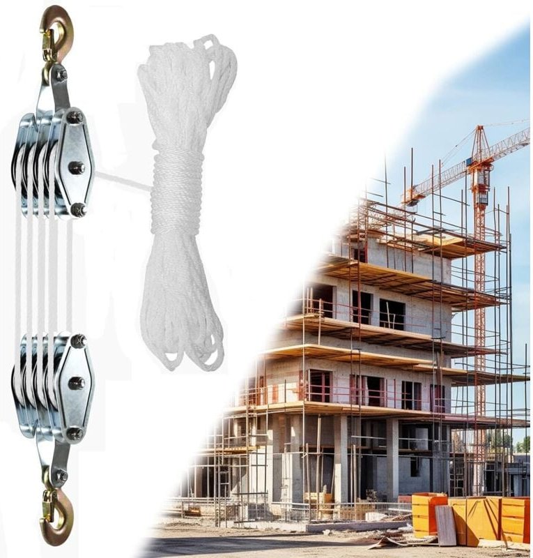 Kettenrolle, 2000 kg Tragkraft, 20 m Nylonseilbremsrolle, Tragkraft mit Haken zum Tragen schwerer Lasten