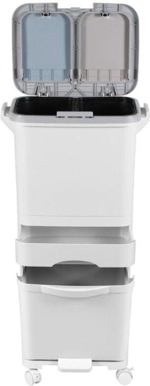 SWANEW Mülleimer Küche, 42L Mülltrennsystem 3 Fächer Küchenmülleimer Weiß