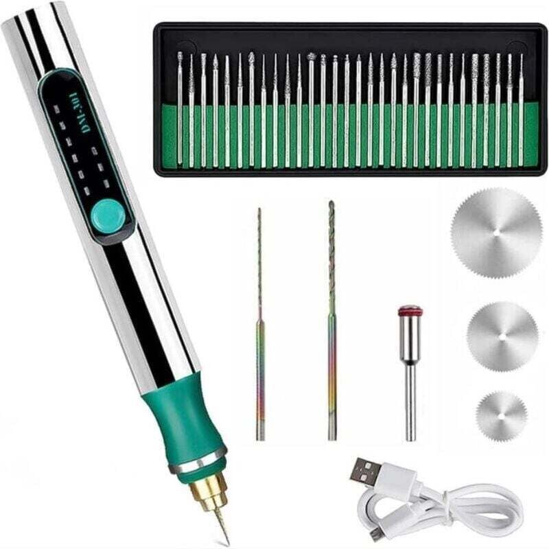 Thumbnail - Gravierstift mit einstellbarer Geschwindigkeit, elektrischer Mini-Schleifgerät, wiederaufladbarer elektrischer Lithium-N...