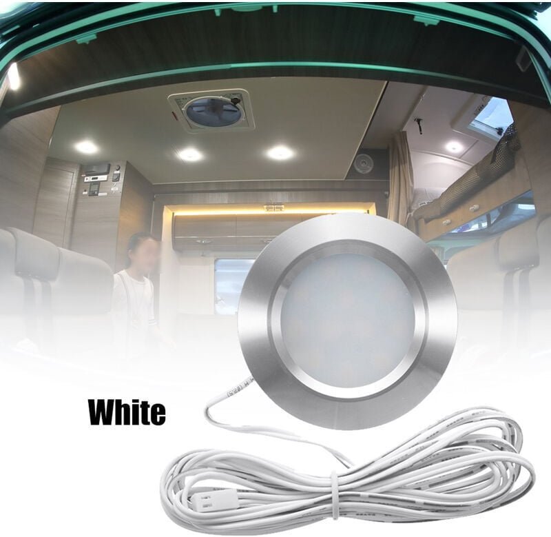 12-LED-Einbaustrahler für Boote, Wohnmobile, 12 v, 6000 k, ultradünne LED-Leuchten, runde Form, kleine Innenbeleuchtung ...