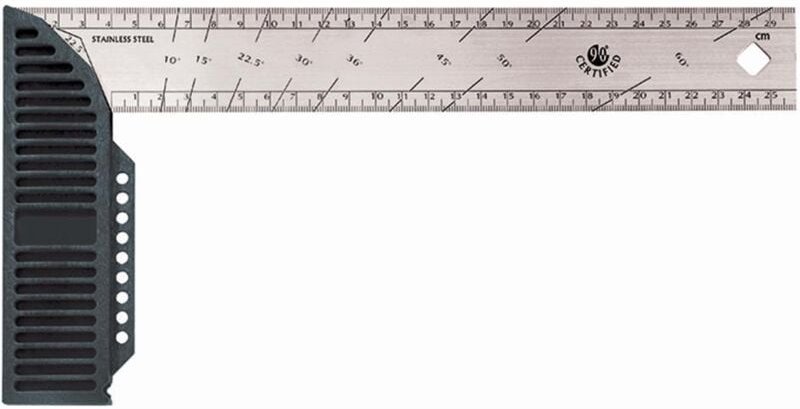 Zimmermannswinkel 250 mm, Edelstahl, verst. Winkel, auf 22,5 ° - 45 ° - 67,5 ° - 90 ° Winkel verstellbar