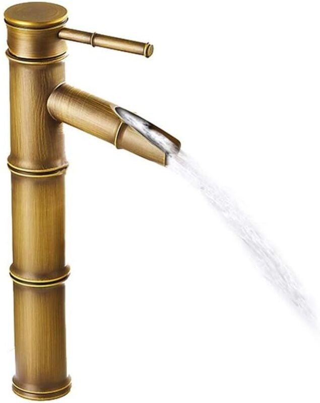 Robinet Chêne Bambou Design Wasserfall – Vintage CopperCommercial Modern Bronze Friction Edelstahl 3 Armaturen für Badez...