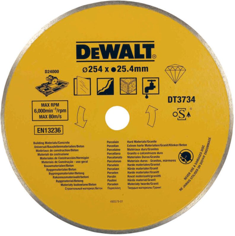 Zubehör - Trennscheibe für harte Materialien 254x25,4 mm DT3734 - Dewalt