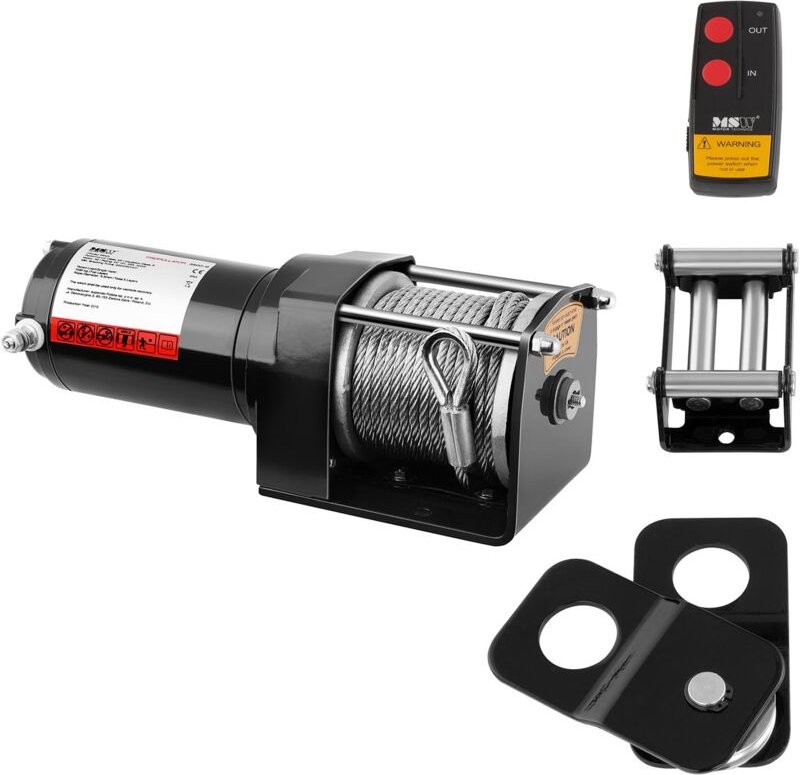 Thumbnail - MSW - Seilwinde Elektrische 12 v Motorwinde Seilhebezug Seilzug 1590 Kg