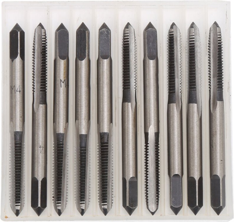 10 Stück metrischer Gewindebohrer, manuell, M4, Kohlenstoffstahl, Hardware, Werkzeugmaschinen, Industriebedarf - Eosnow