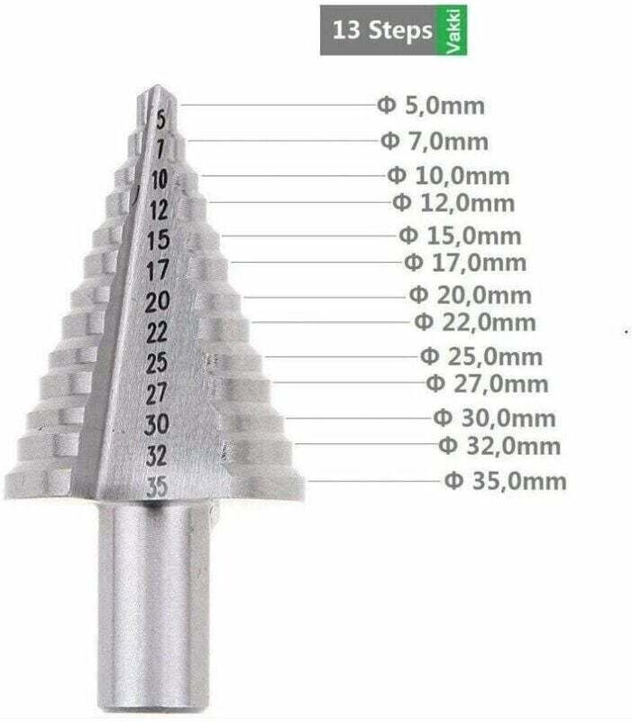 Thumbnail - Ulisem Stufenfräser, Doppelschneidfräser (5 mm – 35 mm), Titanbeschichtet, robust, ideal für Schraubendreher zum Bohren ...