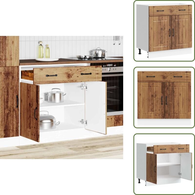 Küchen-Unterschrank Lucca Altholz-Optik Holzwerkstoff - Küchenunterschrank - Küchenunterschränke - Spülenunterschrank - ...