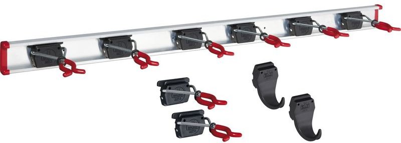 Alu-Gerätehalter-Set, inkl. 8 Halter, 2 Haken und mit Schiene 1000 mm - Bruns