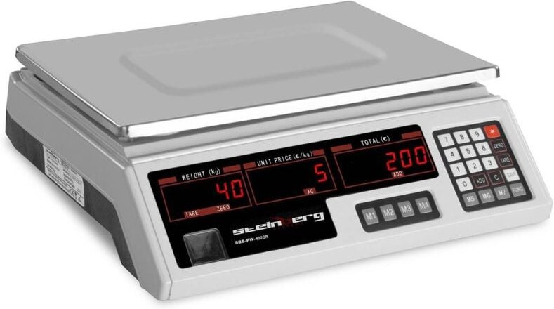 Steinberg Armaturen - Kontrollwaage Ladenwaage Marktwaage 40 kg 2 g 33,7 x 23,1 x 0,6 cm