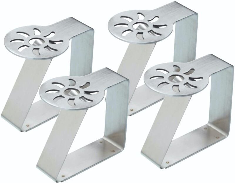 KitchenCraft Set de Tischtuchklammern de Edelstahl, Form de Sonne, 4 Stück - Silber