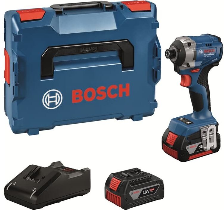 Thumbnail - Bosch Akku-Drehschlagschrauber gdr 18V-215, incl. 2x Akku gba 4 Ah, Schnellladegerät, Gürtelclip, l-boxx