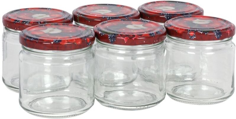 Buri - Einmachgläser 6er-Set 210ml Marmeladengläser Vorratsglas Schraubdeckel Früchte
