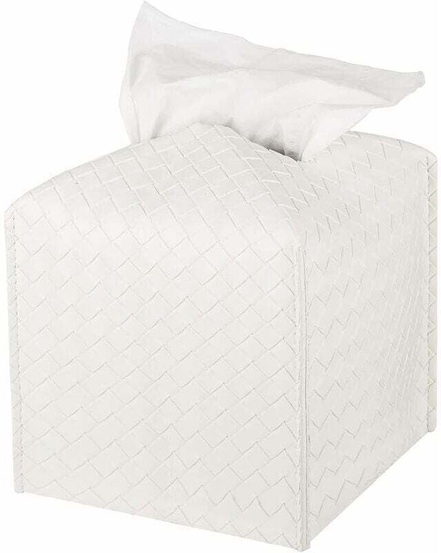 Shining House - Taschentuchbox-Abdeckung aus PU-Leder, quadratischer Taschentuchhalter, Papiertaschentuchbox, Gesichtspa...