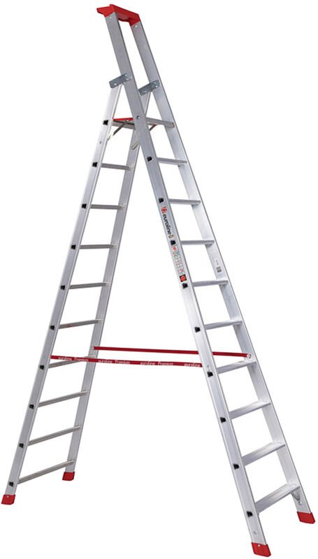 Thumbnail - Euroline Premium 32577 Stufenstehleiter mit Sicherheitsbrücke 10 Stufen