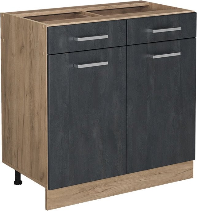 Vicco - Küchenunterschrank R-Line, Schwarz Beton, 80 cm ohne Arbeitsplatte