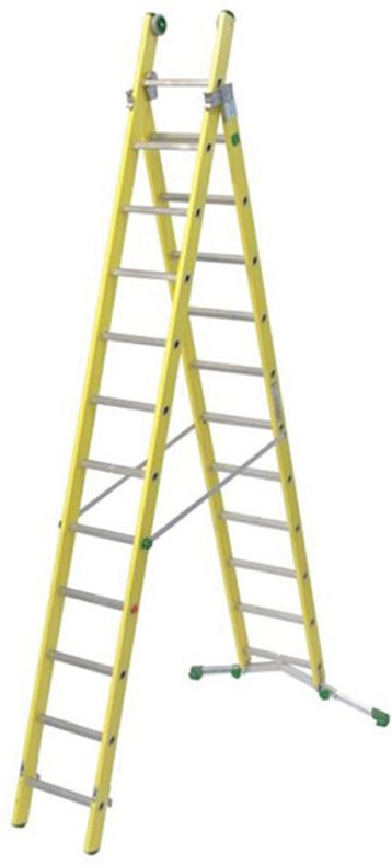 GFK-Elektrikerleiter 6,30m Mehrzweck- 2-teilig geprüft auf 30.000 Volt - V380-2