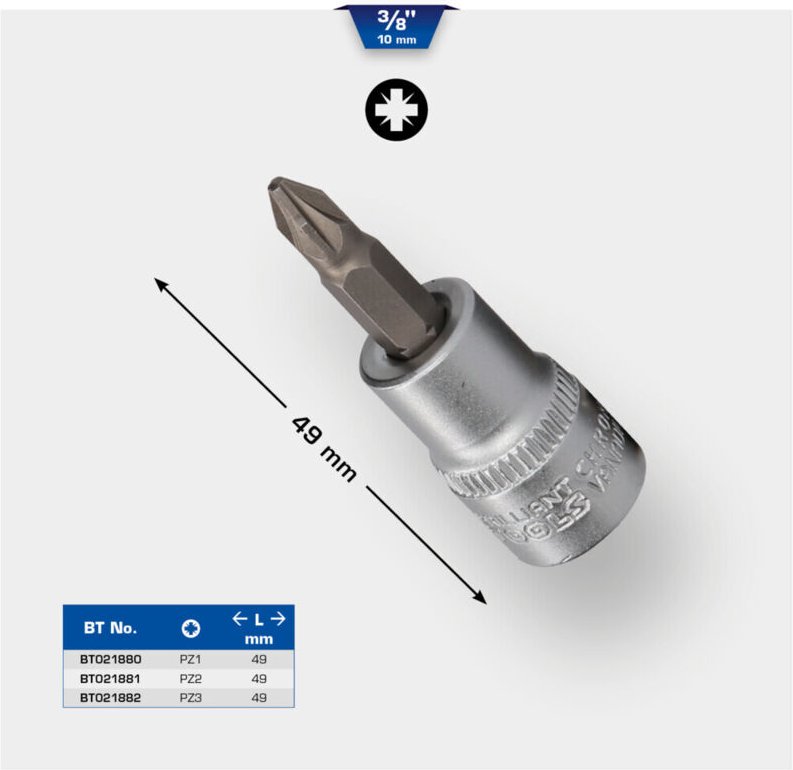 Thumbnail - Brilliant Tools - 3/8' pz Kreuzschlitz Bit-Stecknuss, PZ1