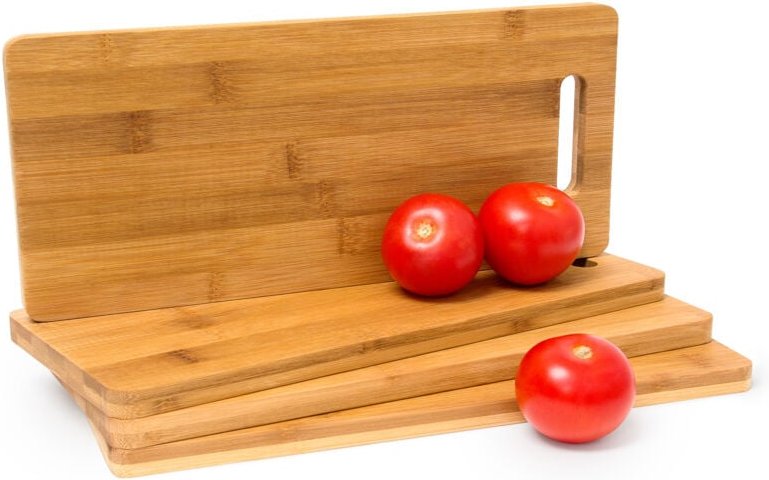 32 x Schneidebrett Bambus mit Griff, beidseitig nutzbar, messerschonend, Küchenbretter, HxBxT: 1,5 x 35 x 15 cm, natur