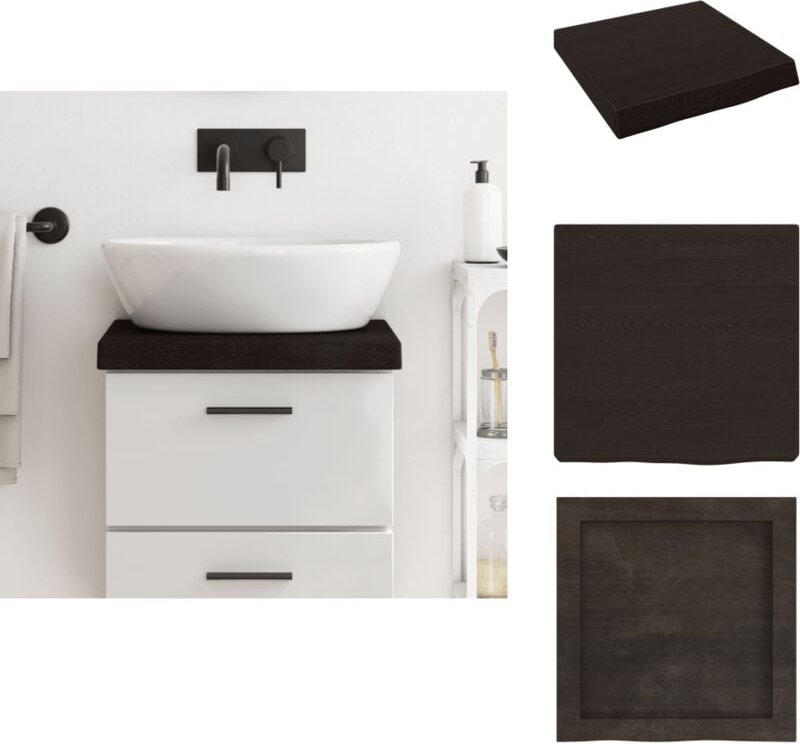 Waschtischplatte Dunkelbraun 40x40x(2-6)cm Massivholz Behandelt - Waschtischplatte - Eichenholz Platte - Holz Arbeitsflä...