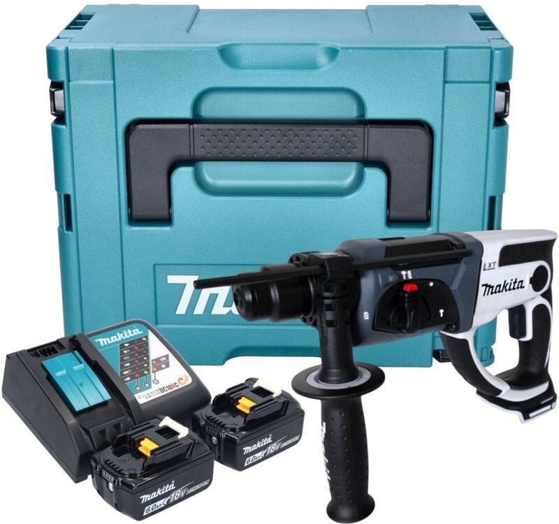 Makita - dhr 202 rgjw Akku Bohrhammer 18 v 20 mm 2,0 j weiß + 2x Akku 6,0 Ah + Ladegerät + Makpac