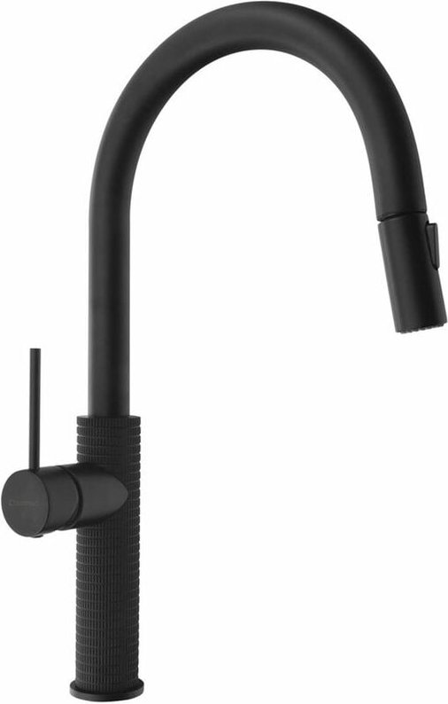 Thumbnail - Sapho Wasserarmaturen - Spültischarmatur mit ausziehbarer Brause, schwarz matt FR576B