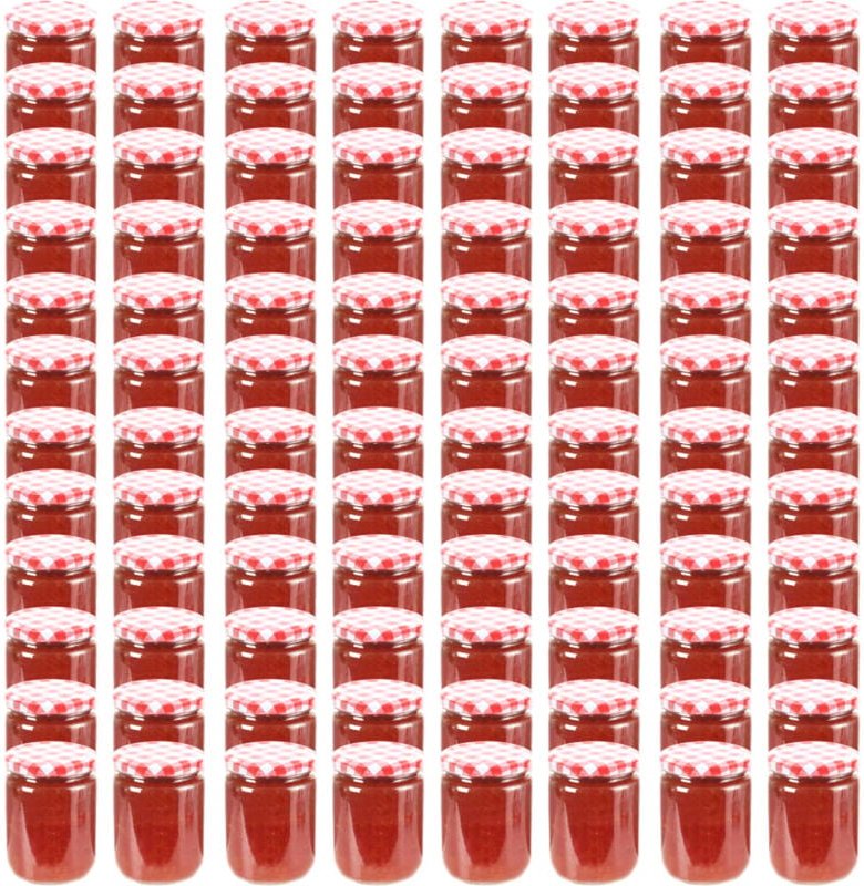 Marmeladengläser mit Weißem/Rotem Deckel 96 Stk. 230 ml - Vidaxl