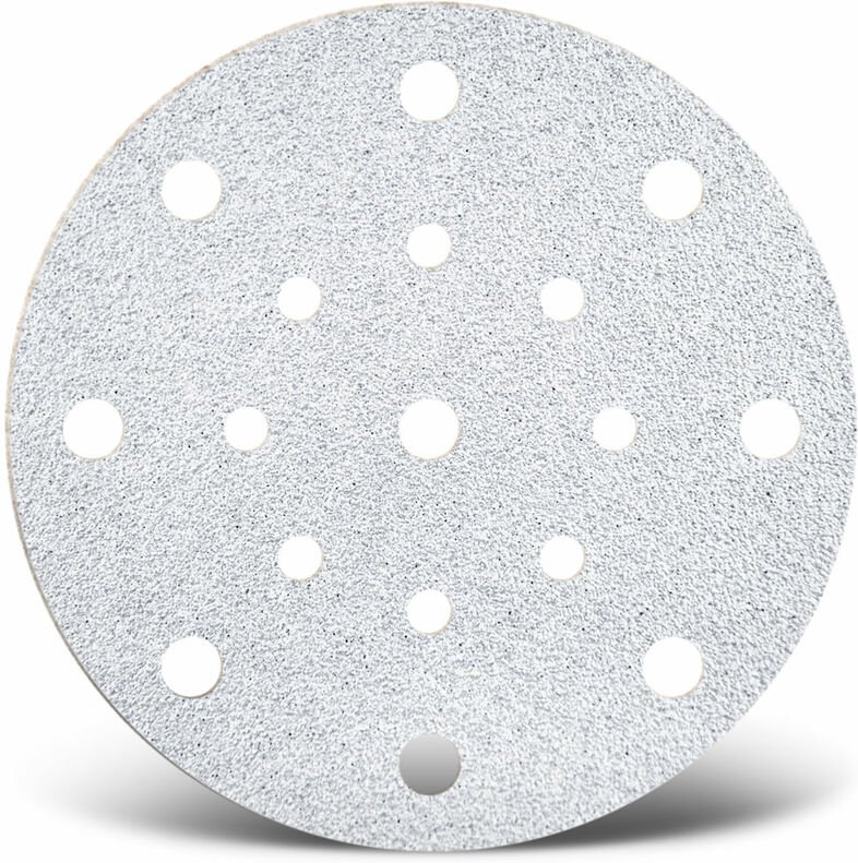 White Klett-Schleifscheiben, 150 mm, 17-Loch, f. Exzenterschleifer, Normalkorund (50 Stk.) K320 - Menzer