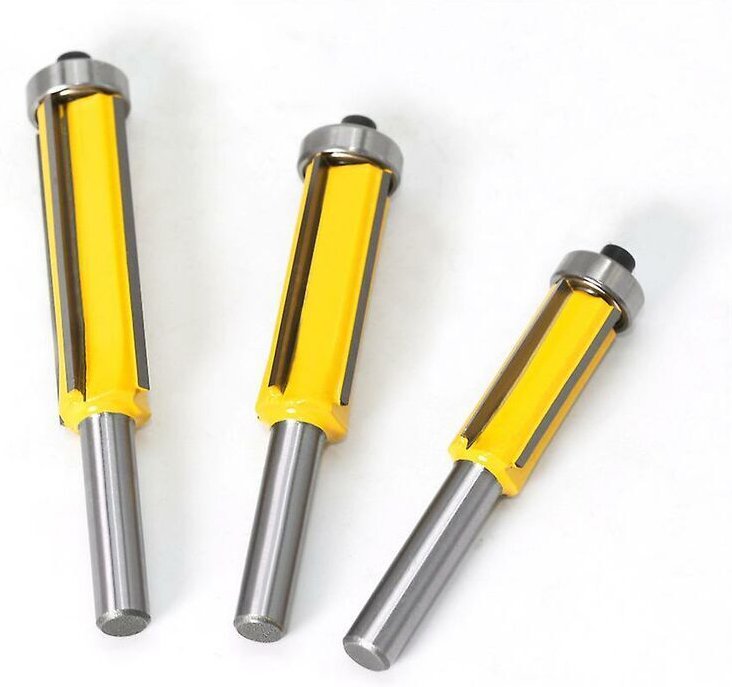 3-teiliger Bohrfutter-Fräser, 4-Nut-Schaft, Kopierfräser mit oberem Lager, gerader bündiger Fräser, Hartmetall-Fräser fü...