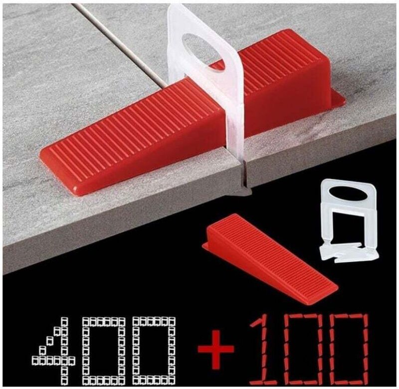 Fliesen-Nivelliersystem 1,5 mm Fugenbreite, 400 Aufreißlaschen, 100-teiliges wiederverwendbares Keilset, Fliesen-Nivelli...