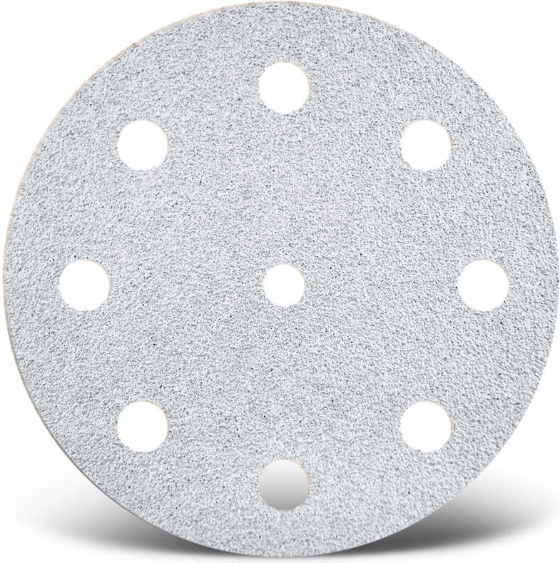 White Klett-Schleifscheiben, 125 mm, 9-Loch, f. Exzenterschleifer, Normalkorund (50 Stk.) K120 - Menzer