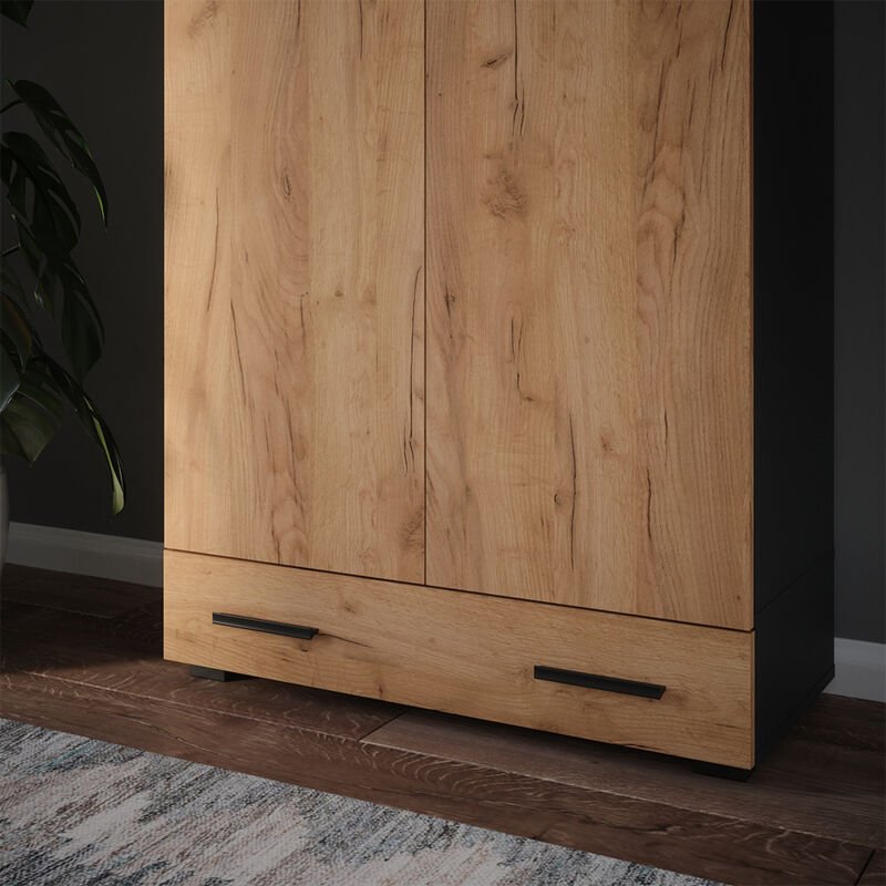 Schubladenmodul Ingo, Anthrazit/Goldkraft Eiche, 80 x 17.4 cm mit Schublade, Vicco