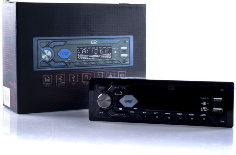 Thumbnail - 1-DIN-Autoradio mit Bluetooth, USB und Schnellladung – BLAU